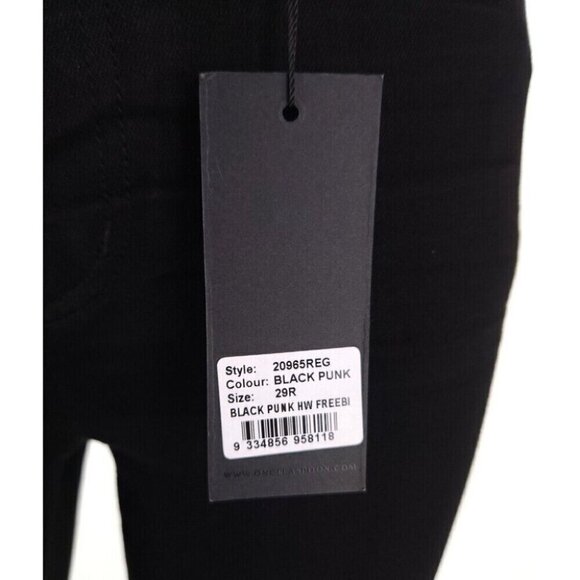 One Teaspoon High Waist FreeBird Skinny Jeans 29R Black Punk Distressed Nwt - Picture 12 of 16